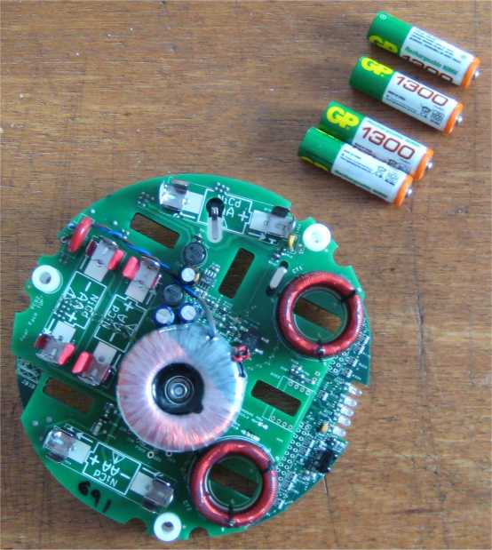 view of circuit boards with batteries removed