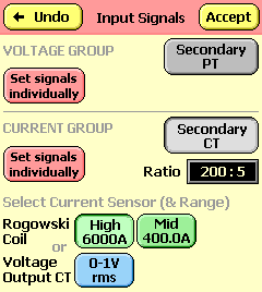 input signals screen