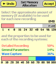 PM7000 Set Memory Allocation screen