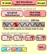 PM7000 Set Waveform Capture parameters screen before adjustment